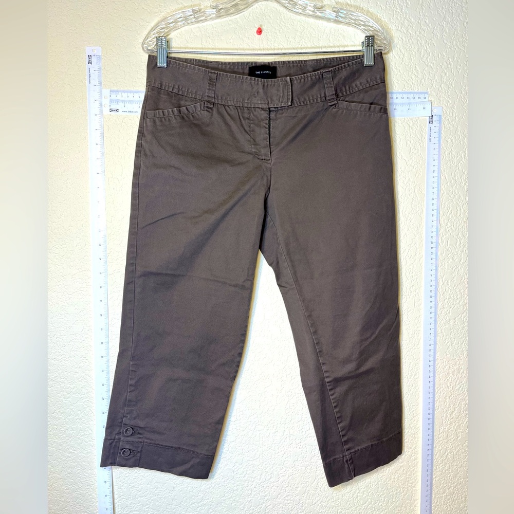 The Limited Drew Fit Capris Pants Olive Green Cotton Medium Rise Pockets Size 8